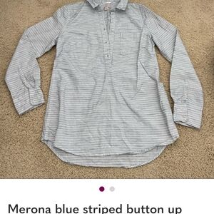 Merona Light Blue Striped Long Sleeve Shirt